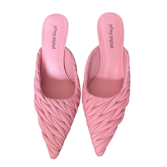 Jeffrey Campbell Copin Pleated Padded Mid Heel Pink Leather Mule size 9 NWOB - Picture 4 of 12